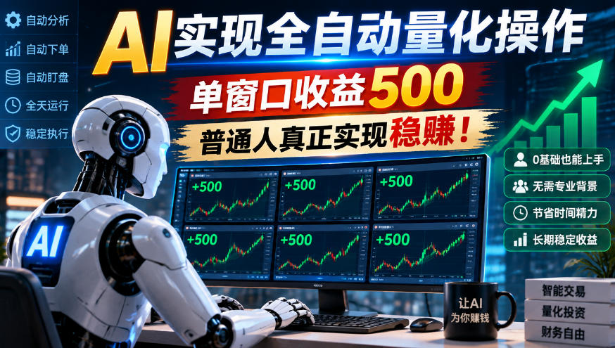 AI实现全自动量化操作，单窗口收益500，普通人真正实现稳賺！【揭秘】|无忧资源社