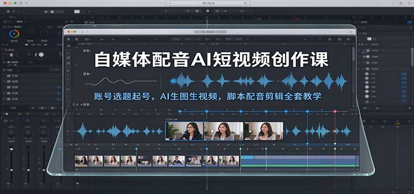自媒体配音AI短视频创作课：账号选题起号，AI生图生视频，脚本配音剪辑全套教学|无忧资源社