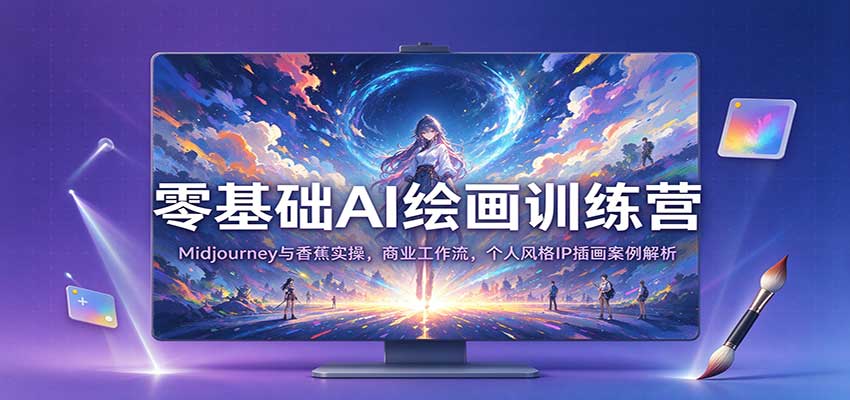 零基础AI绘画训练营：Midjourney与香蕉实操，商业工作流，个人风格IP插画案例解析|无忧资源社