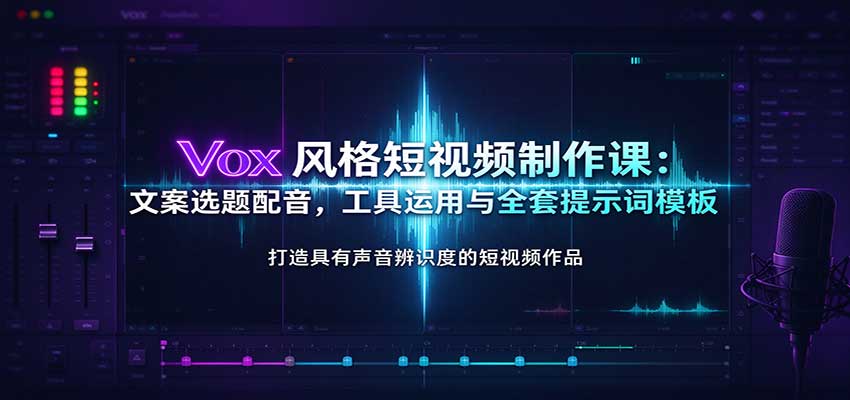 Vox风格短视频制作课：文案选题配音，工具运用与全套提示词模板|无忧资源社