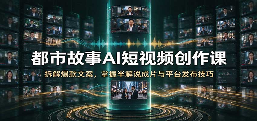 都市故事AI短视频创作课：拆解爆款文案，掌握半解说成片与平台发布技巧|无忧资源社