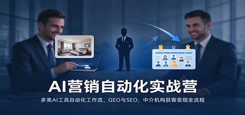 AI营销自动化实战营：多类AI工具自动化工作流，GEO与SEO，中介机构获客变现全流程|无忧资源社