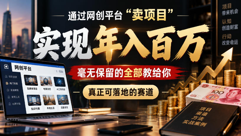 通过网创平台“卖项目”实现年入100w，毫无保留的全部教给你，真正可落地的赛道【揭秘】|无忧资源社