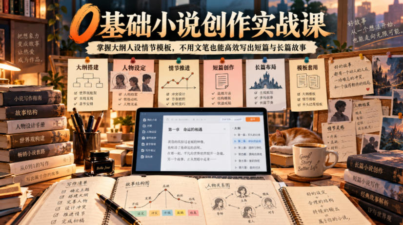 0基础小说创作实战课｜掌握大纲人设情节模板，不用文笔也能高效写出短篇与长篇故事|无忧资源社