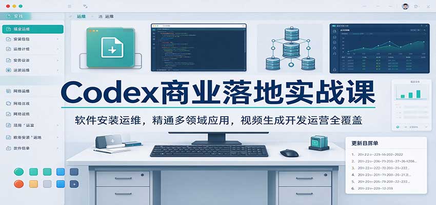 Codex商业落地实战课：软件安装运维，精通多领域应用，视频生成开发运营全覆盖|无忧资源社