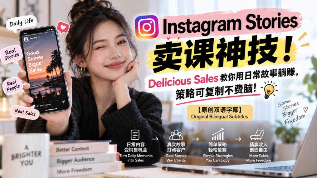 Instagram Stories卖课神技！Delicious Sales教你用日常故事躺賺，策略可复制不费脑！【原创双语字幕】|无忧资源社