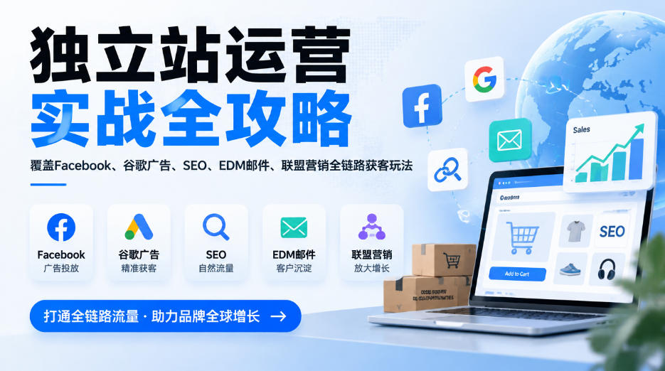 独立站运营实战全攻略，覆盖Facebook、谷歌广告、SEO、EDM邮件、联盟营销全链路获客玩法（更新2026）|无忧资源社