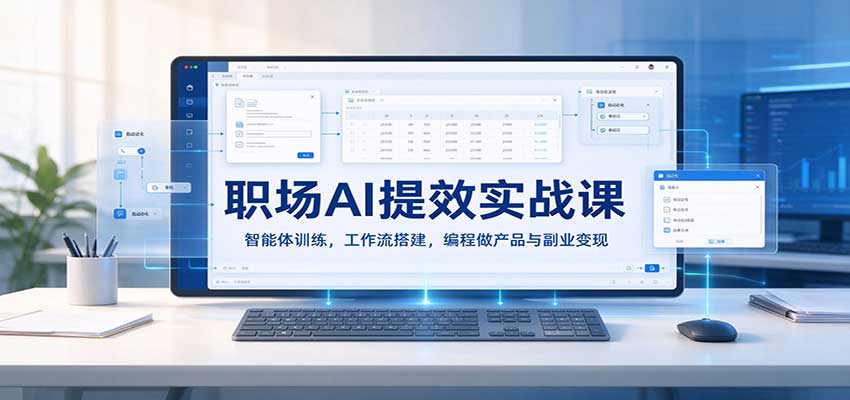 职场AI提效实战课：智能体训练，工作流搭建，编程做产品与副业变现|无忧资源社
