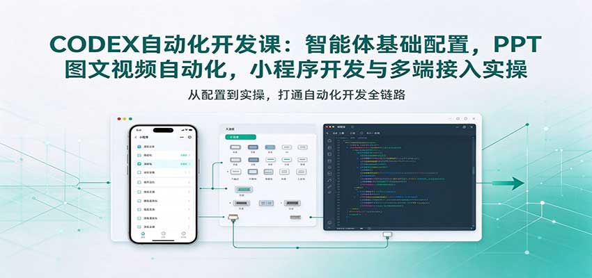 CODEX自动化开发课：智能体基础配置，PPT图文视频自动化，小程序开发与多端接入实操|无忧资源社