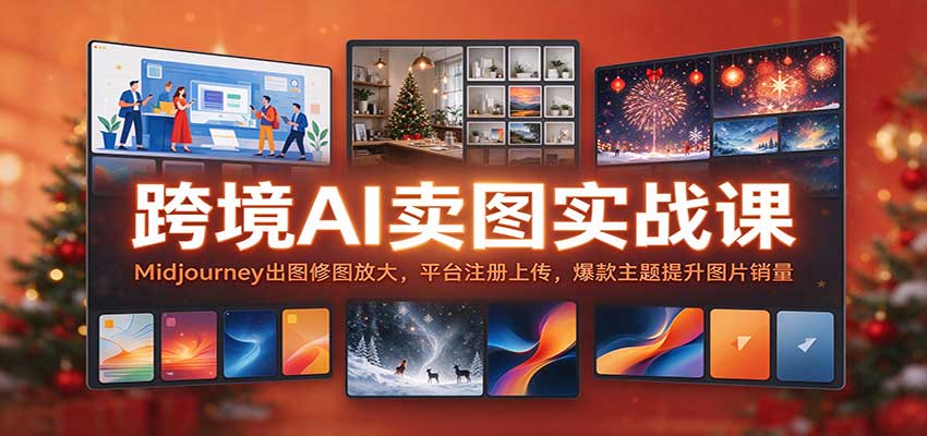 跨境AI卖图实战课：Midjourney出图修图放大，平台注册上传，爆款主题提升图片销量|无忧资源社
