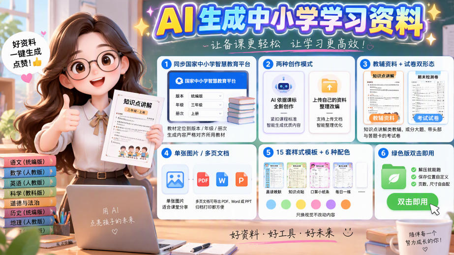 孩子的教辅别再乱买了：同步国家中小学智慧平台，AI一键生成图文教辅和试卷|无忧资源社