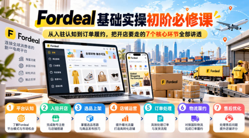 Fordeal基础实操初阶必修课，从入驻认知到订单履约，把开店要走的7个核心环节全部讲透|无忧资源社