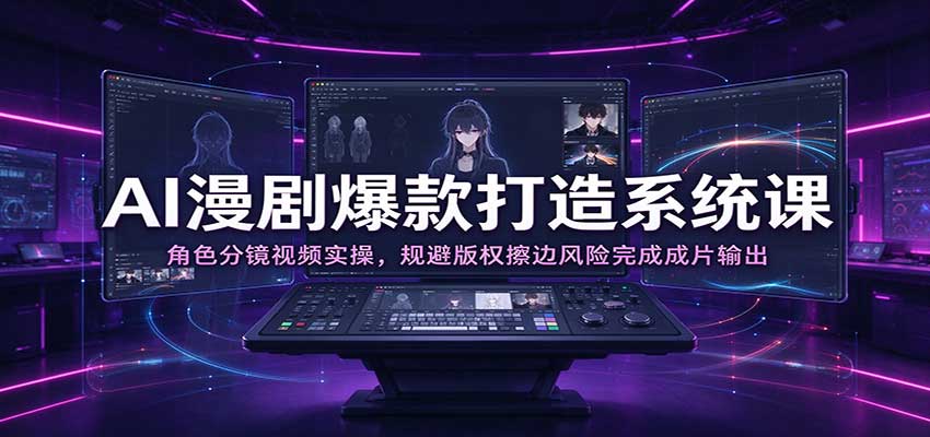 AI漫剧爆款打造系统课：角色分镜视频实操，规避版权擦边风险完成成片输出|无忧资源社
