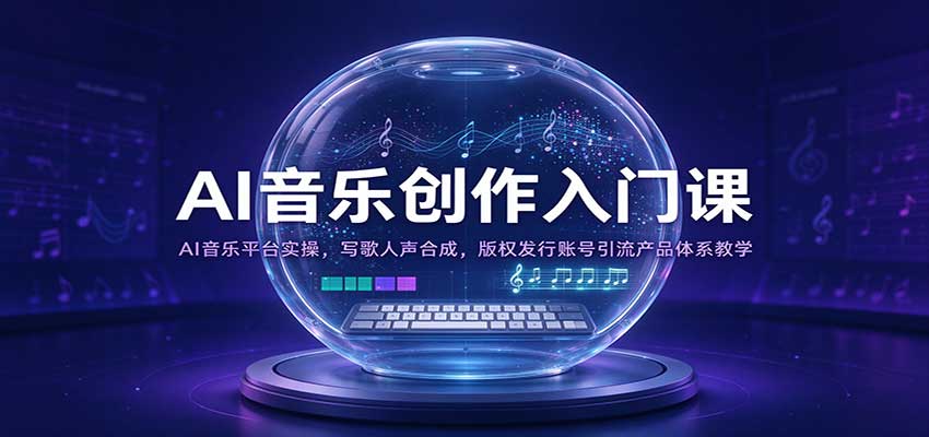 AI音乐创作入门课:AI音乐平台实操,写歌人声合成,版权发行账号引流产品体系教学|无忧资源社