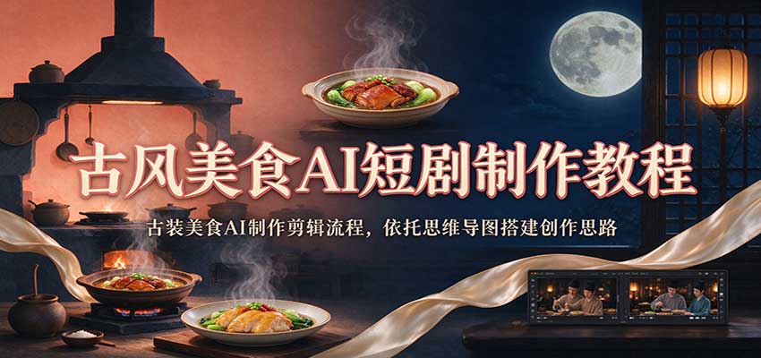古风美食AI短剧制作教程：古装美食AI制作剪辑流程，依托思维导图搭建创作思路|无忧资源社