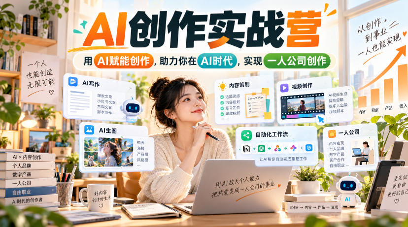 AI创作实战营，用AI赋能创作，助力你在AI时代，实现一人公司创作|无忧资源社