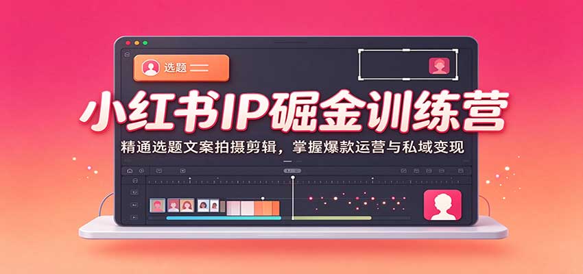 小红书IP掘金训练营：精通选题文案拍摄剪辑，掌握爆款运营与私域变现|无忧资源社