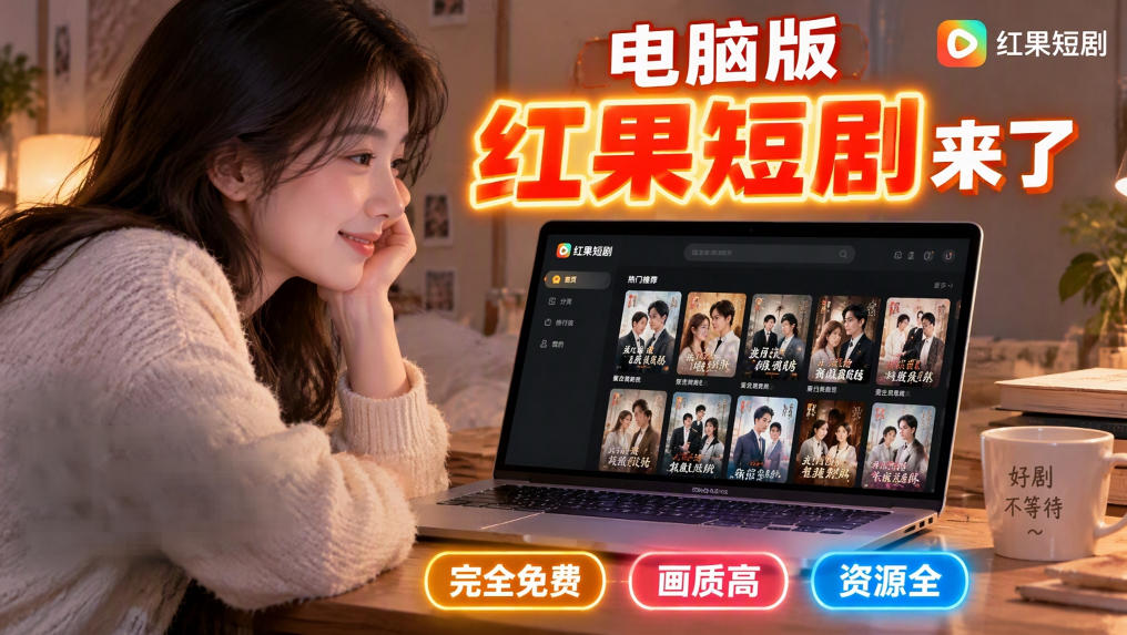手机看短剧费眼？电脑版红果短剧来了，完全免费、画质高、资源全|无忧资源社