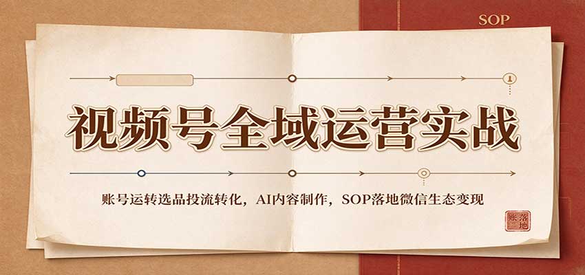 视频号全域运营实战：账号运转选品投流转化，AI内容制作，SOP落地微信生态变现|无忧资源社