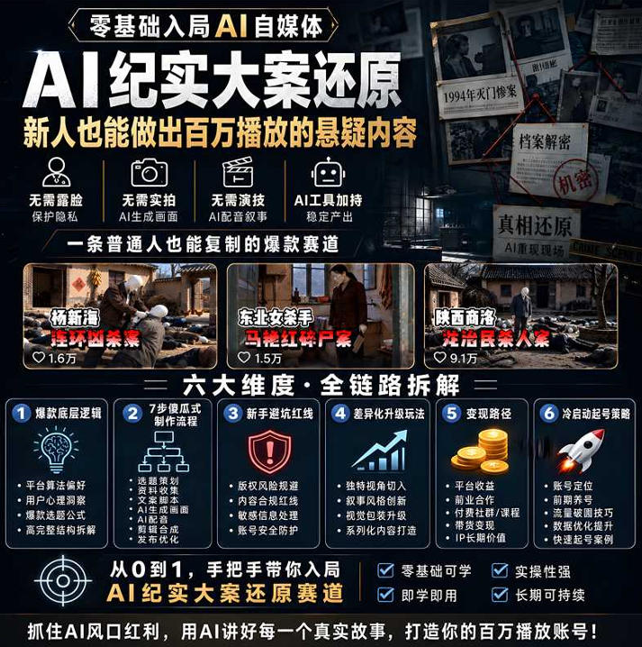 图片[2]|抖音8W粉丝博主的AI纪实大案还原教学，新人也能做出百W播放的悬疑内容，抓住AI风口红利，用AI讲好每一个真实故事|无忧资源社