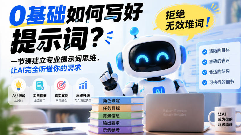 0基础如何写好提示词，拒绝无效堆词！一节课建立专业提示词思维，让AI完全听懂你的需求|无忧资源社