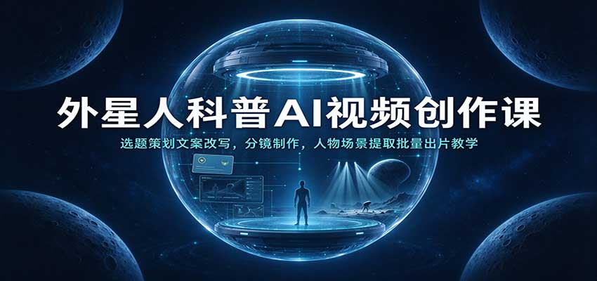 外星人科普AI视频创作课：选题策划文案改写，分镜制作，人物场景提取批量出片教学|无忧资源社