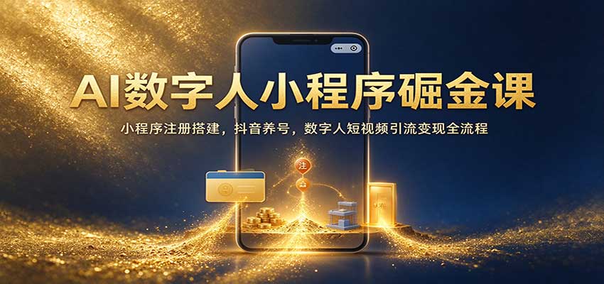 AI数字人小程序掘金课:小程序注册搭建,抖音养号,数字人短视频引流变现全流程|无忧资源社