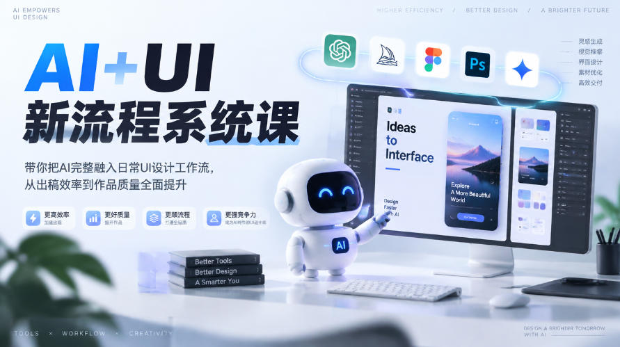 【无水印】AI+UI新流程系统课，带你把AI完整融入日常UI设计工作流，从出稿效率到作品质量全面提升（2026第4期）|无忧资源社