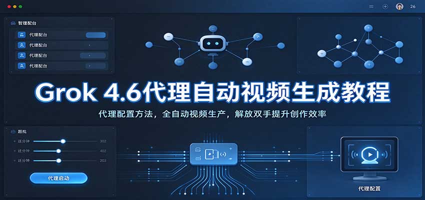 Grok 4.6代理自动视频生成教程:代理配置方法,全自动视频生产,解放双手提升创作效率|无忧资源社