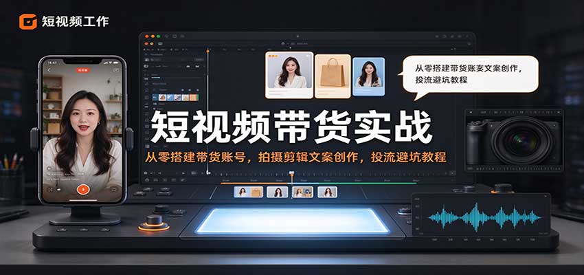 短视频带货实战：从零搭建带货账号，拍摄剪辑文案创作，投流避坑教程|无忧资源社