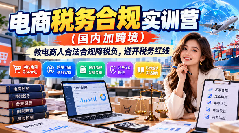 电商税务合规实训营（国内加跨境），教电商人合法合规降税负，避开税务红线|无忧资源社