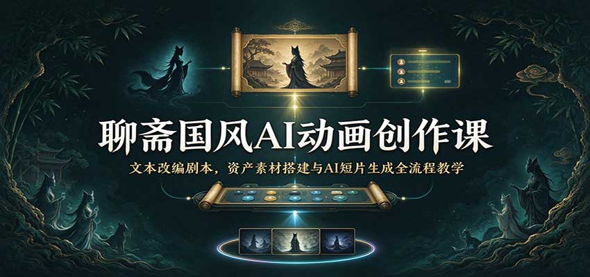 聊斋国风AI动画创作课：文本改编剧本，资产素材搭建与AI短片生成全流程教学|无忧资源社