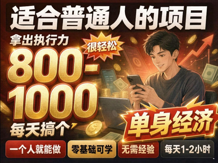 单身交友社群，普通人拿出执行力一个人每天搞个800-1k很轻松，普通人随时入局，无需经验【揭秘】|无忧资源社