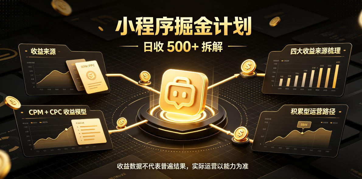 小程序推广计划，日收500+，腾讯官方打款，客户留存率高，收益长期稳定【揭秘】|无忧资源社