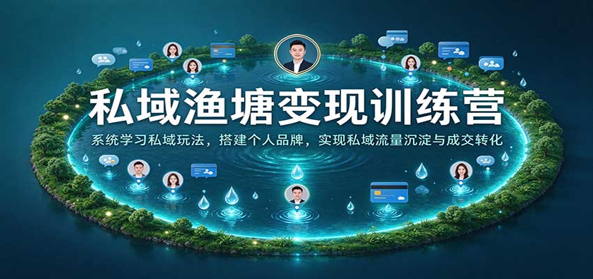 私域渔塘变现训练营：系统学习私域玩法，搭建个人品牌，实现私域流量沉淀与成交转化|无忧资源社