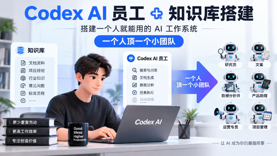 Codex AI员工+知识库搭建，搭建一个人就能用的AI工作系统，一个人顶一个小团队|无忧资源社