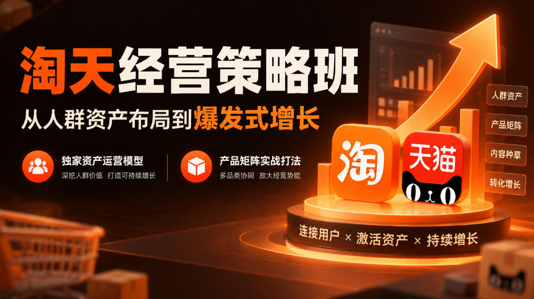 淘天经营策略班，从人群资产布局到爆发式增长，独家资产运营模型，产品矩阵实战打法|无忧资源社