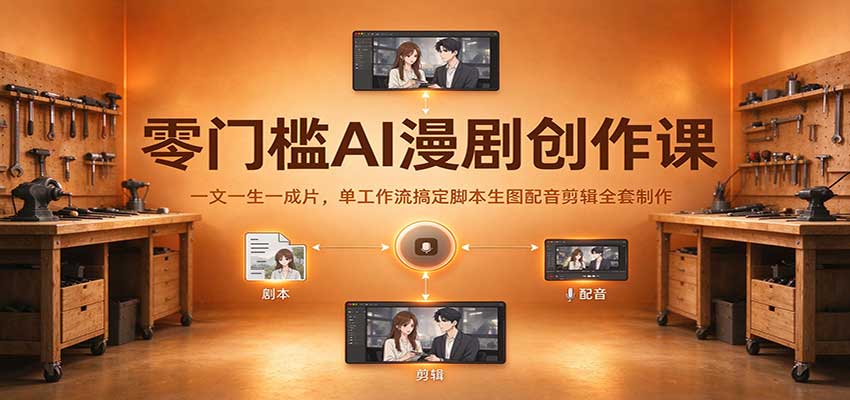 零门槛AI漫剧创作课:一文一生一成片,单工作流搞定脚本生图配音剪辑全套制作|无忧资源社