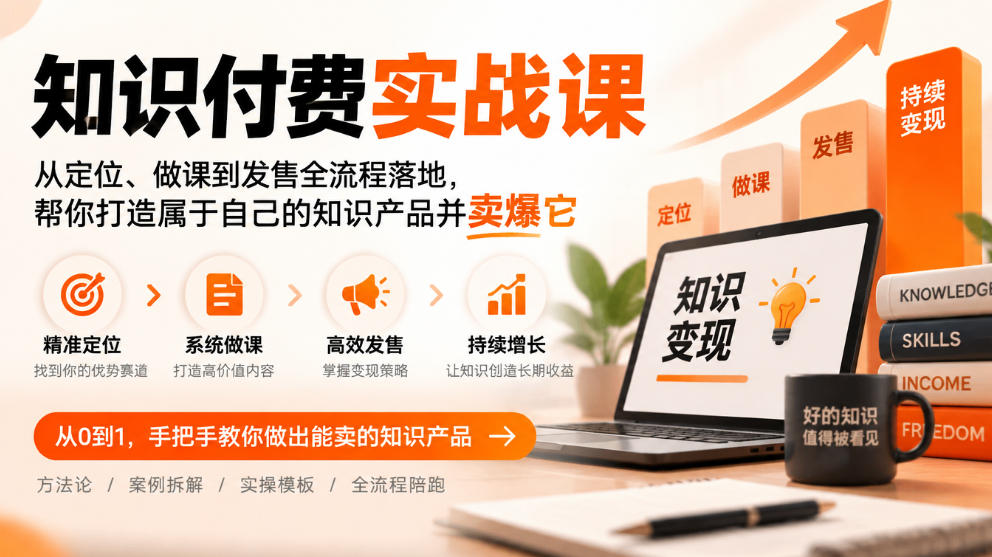 知识付费实战课：从定位、做课到发售全流程落地，帮你打造属于自己的知识产品并卖爆它|无忧资源社