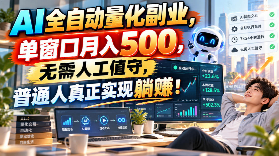 AI全自动量化副业，单窗口月入500，无需人工值守，普通人真正实现躺賺！【揭秘】|无忧资源社