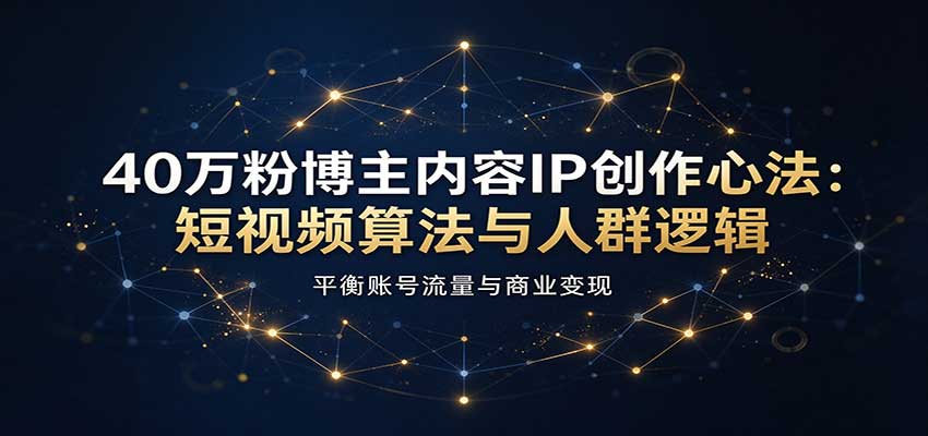 40万粉博主内容IP创作心法：短视频算法与人群逻辑，平衡账号流量与商业变现|无忧资源社