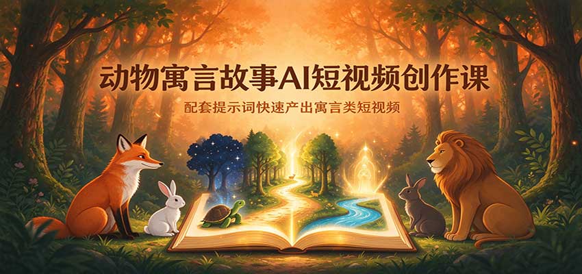 动物寓言故事AI短视频创作课：配套提示词快速产出寓言类短视频|无忧资源社