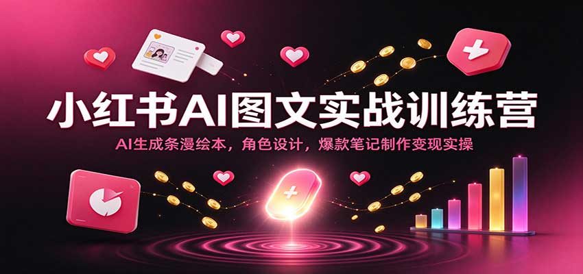小红书AI图文实战训练营：AI生成条漫绘本，角色设计，爆款笔记制作变现实操|无忧资源社