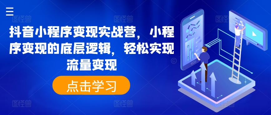 抖音小程序变现实战营，小程序变现的底层逻辑，轻松实现流量变现|无忧资源社