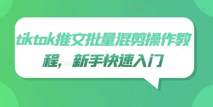 tiktok推文批量混剪操作教程，新手快速入门|无忧资源社