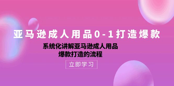 亚马逊成人用品0-1打造爆款：系统化讲解亚马逊成人用品爆款打造的流程_无忧资源社|无忧资源社