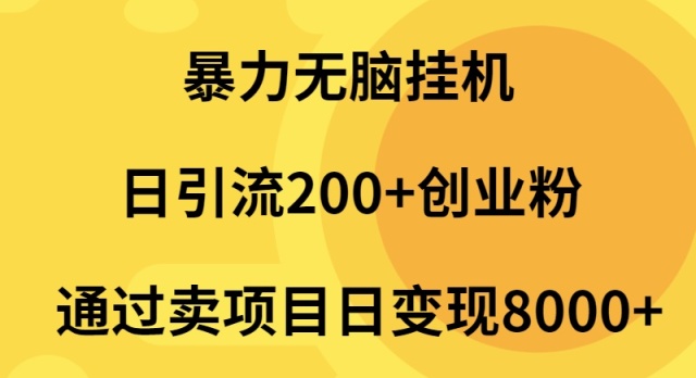 暴力无脑挂机日引流200+创业粉通过卖项目日变现2000+_无忧资源社|无忧资源社