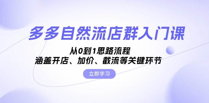 多多自然流店群入门课，从0到1思路流程，涵盖开店、加价、截流等关键环节|无忧资源社