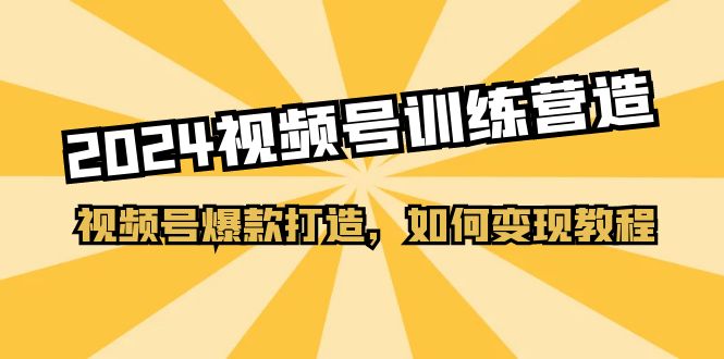2024视频号训练营，视频号爆款打造，如何变现教程|无忧资源社