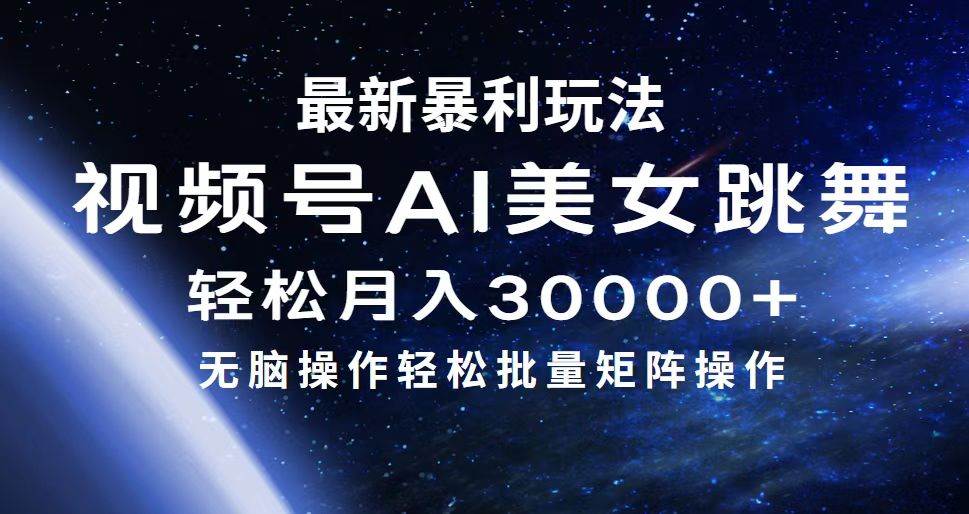 （12377期）最新暴利玩法视频号AI美女，简单矩阵轻松月入30000+|无忧资源社